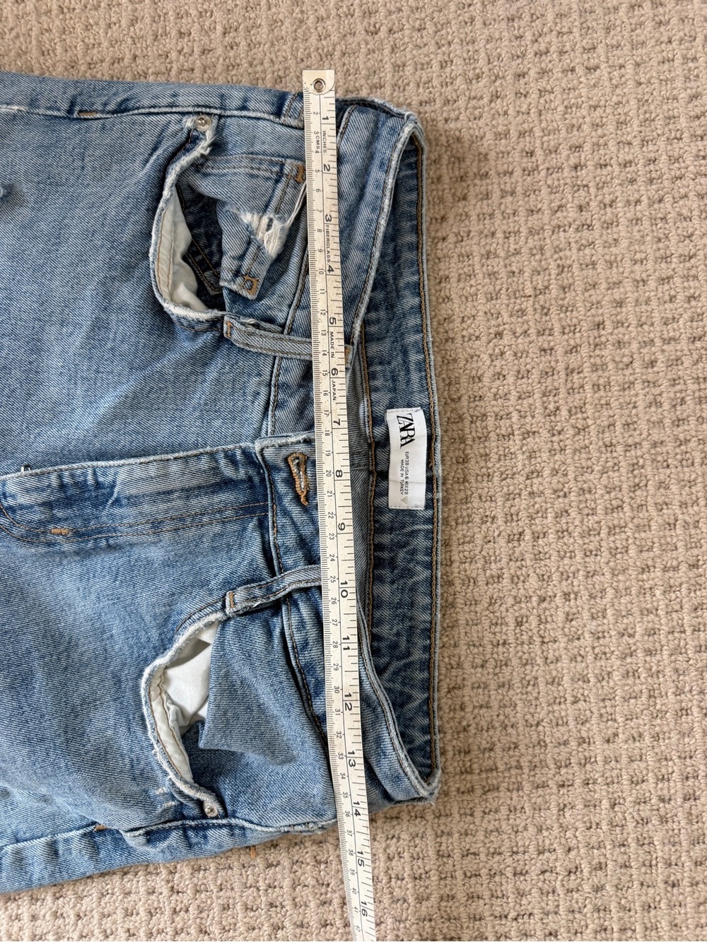 Zara High Waist Light Blue Distressed Straight-Leg Jeans | Size 6 - Picture 4 of 6